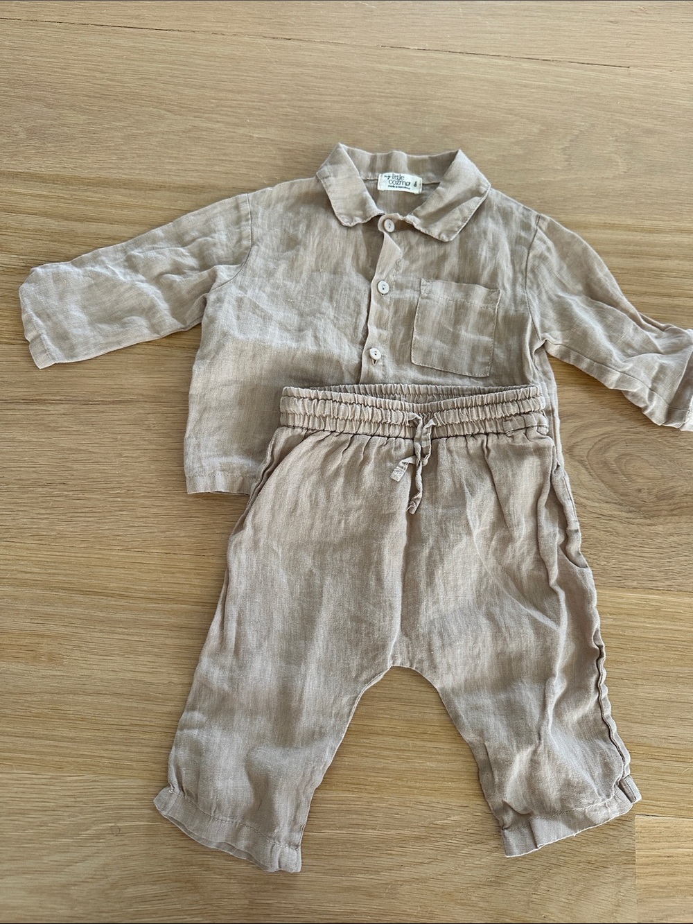 My Little Cozmo made in Spain Linen Button-Up Shirt and pants set